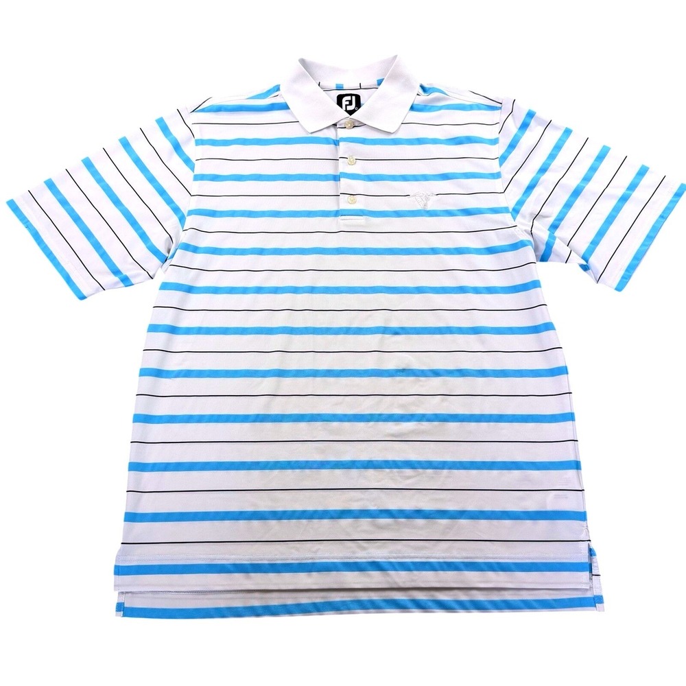 FootJoy Striped Golf Polo Shirt Blue White Men's L Athletic